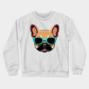 Brown French Bulldog in Blue Shades Frenchie Dog Crewneck Sweatshirt